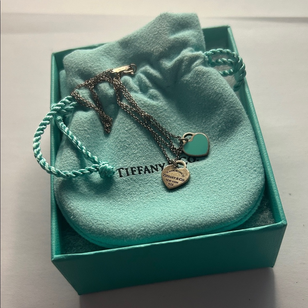 Tiffany & Co. Silver Chain Necklace with Signature Blue Heart Slightly Worn